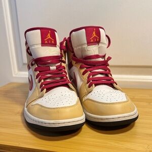 2022 Air Jordan 1 mid “Light Curry Cardinal Red”